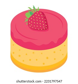 Bakery food, isometric icon of sweet