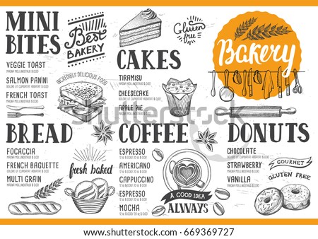 bakery food menu restaurant cafe design stock vector royalty free menu for a bakery