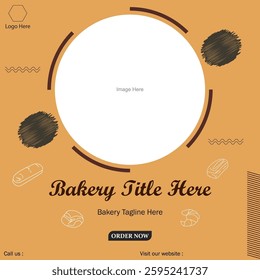 Bakery food promotion banner vector illustration. Web banner template design for online campaign. Soft bakery products banner.
