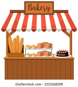 A bakery food stall illustration