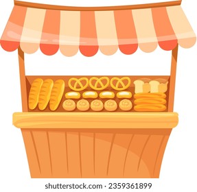 Bakery food stand. Street market bread store isolated on white background