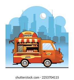 Bakery Food Truck. Street Food Truck concept design and illustration vector.