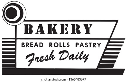 Bakery Fresh Daily - Retro Ad Art Banner