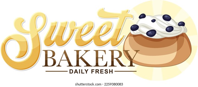 Bakery fresh and delicious text for banner or poster design illustration
