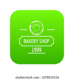 Bakery fresh icon green vector isolated on white background