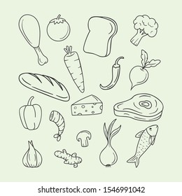Bakery, fruit and vegetables vector , food icon