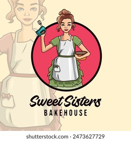 Bakery girl female young baker women character 