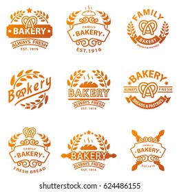 Bakery gold badge icon fashion modern style wheat vector retro food label design element isolated.