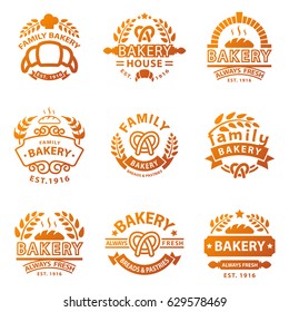 Bakery gold badge icon fashion modern style wheat vector retro food label design element isolated.