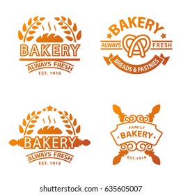 Bakery gold badge icon fashion modern style wheat vector retro food label design element isolated.