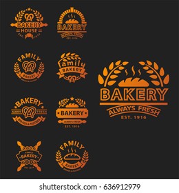 Bakery gold badge icon fashion modern style wheat vector retro food label design element isolated.
