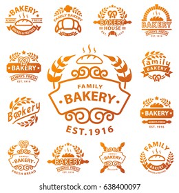 Bakery gold badge icon fashion modern style wheat vector retro food label design element isolated.