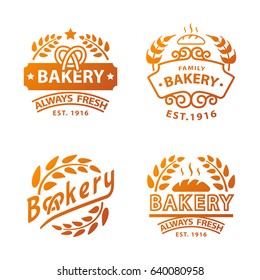 Bakery gold badge icon fashion modern style wheat vector retro food label design element isolated.
