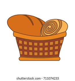 bakery goods basked vector illustration