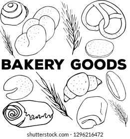 BAKERY GOODS BLACK AND WHITE