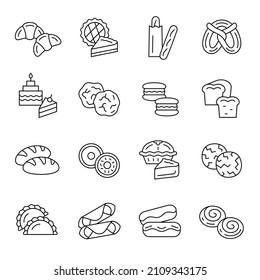 Bakery Goods, Bread Line Icons