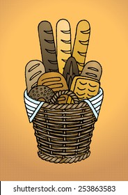 Bakery goods in a classic basket