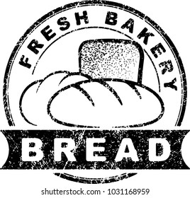 Bakery goods design into decorative round frame in grunge rubber stamp style.