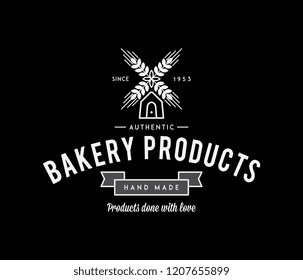 Bakery goods products white on black is a vector illustration about food