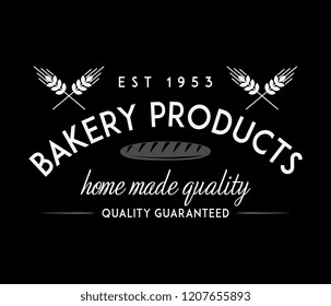 Bakery goods quality hand made white on black is a vector illustration about food