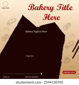 Bakery graphic design template. Use in bakery foods sale online web advertising.