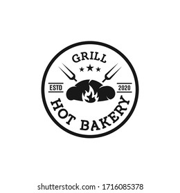 Bakery grill vintage logo design vector