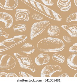  Bakery hand draw seamless pattern.