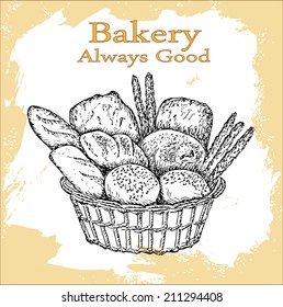 bakery. hand drawing set of vector sketches