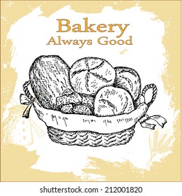 bakery. hand drawing set of vector sketches