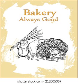 bakery. hand drawing set of vector sketches