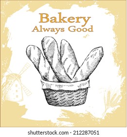 bakery. hand drawing set of vector sketches