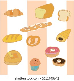 Bakery, Hand drawn design for restaurant menu, background, with bread and  bakery products, vector illustration