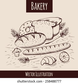 Bakery hand drawn vector illustration