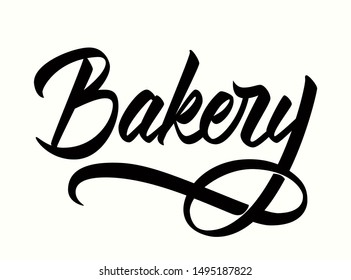 Bakery - hand lettering. Vector inscription. White background.