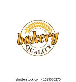 Bakery hand written lettering logo, label, badge, emblem. Vintage style. wheat. Isolated on white background. Vector illustration

