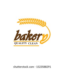 Bakery hand written lettering logo, label, badge, emblem. Vintage style. wheat. Isolated on white background. Vector illustration
