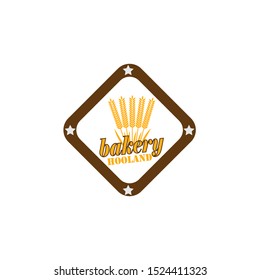 Bakery hand written lettering logo, label, badge, emblem. Vintage style. wheat. Isolated on white background. Vector illustration
