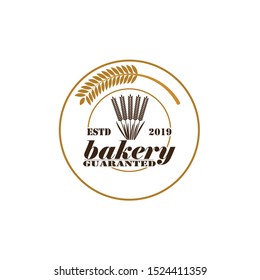 Bakery hand written lettering logo, label, badge, emblem. Vintage style. wheat. Isolated on white background. Vector illustration
