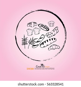 Bakery hand-drawn.bakery doodle .bakery.vector illustration