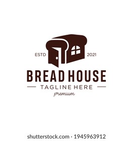 Bakery Home logo for use bread house, loaf store, food market, cafe, restaurant. Vector Illustration Organic food logo. Home kitchen concept 