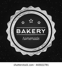 Bakery homemade -  logo for bakehouse. Vector poster on the chalkboard.