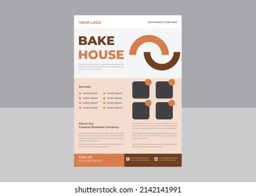 Bakery house flyer design, Cafe promotion flyer poster design, cookie store flyer design.
