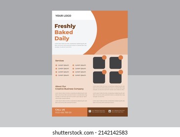 Bakery house flyer design, Cafe promotion flyer poster design, cookie store flyer design.
