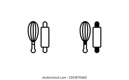 Diseño de iconos de panadería con ilustración de fondo blanco