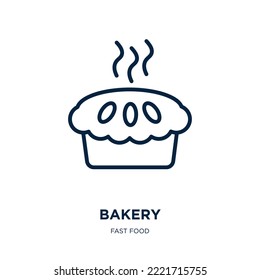 bakery icon from fast food collection. Thin linear bakery, shop, restaurant outline icon isolated on white background. Line vector bakery sign, symbol for web and mobile