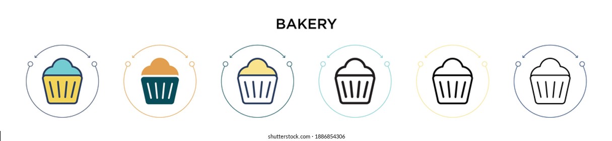 Icono de panadería en estilo relleno, delgado, contorno y trazo. Ilustración vectorial de dos diseños vectores de panadería de color y negro se pueden utilizar para móviles, ui, web
