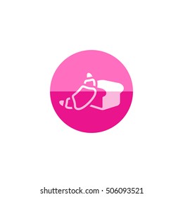 Bakery icon in flat color circle style. Bread food breakfast