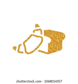 Bakery icon in gold glitter texture. Sparkle luxury style vector illustration.