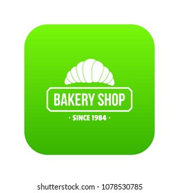 Bakery icon green vector isolated on white background