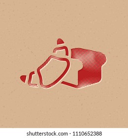 Bakery icon in halftone style. Grunge background vector illustration.